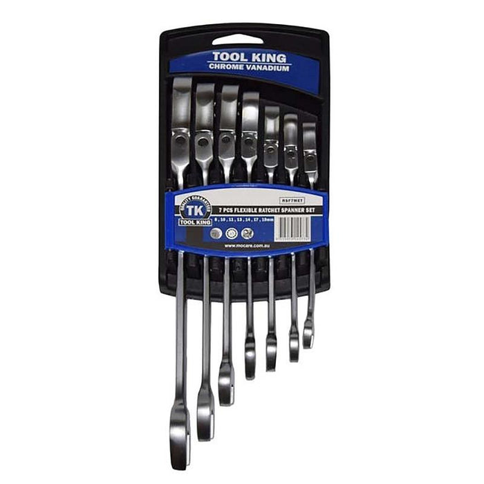 Force pro Spanner Set 7PC FLEX FLEX HEAD RATCHETING METRIC AU STOCK 10-19mm