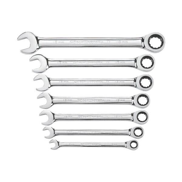 TOOLKING 7pc Combination Ratchet Socket Gear Wrench Spanner Tools Set 8-19mm