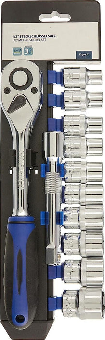 Quick Release Socket Ratchet Set 1/4 3/8 1/2"Dr Metric 4-13mm |CRV Extension bar