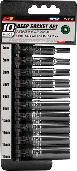 FORCE PRO 9pcs 1/4 3/8 1/2 Deep Socket Set 1/4" 3/8" 1/2" Drive metric Tool - FISHER DISCOUNT