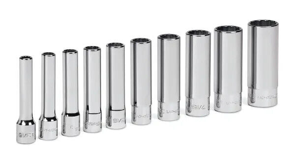 FORCE PRO 9pcs 1/4 3/8 1/2 Deep Socket Set 1/4" 3/8" 1/2" Drive metric Tool - FISHER DISCOUNT
