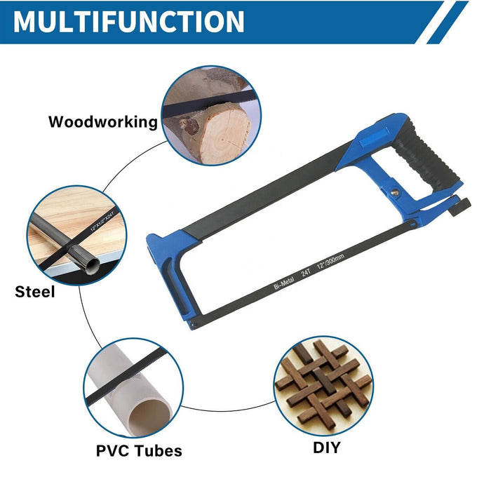 12" 300mm Blade 38'' Hacksaw Frame Hack Metal Saw Tubular PVC Wood Cutter