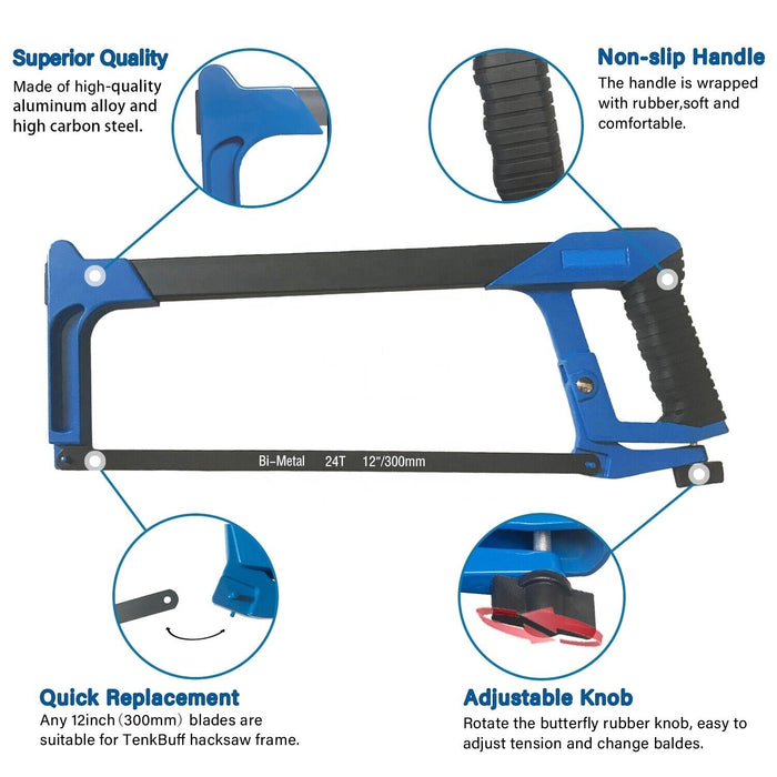 12" 300mm Blade 38'' Hacksaw Frame Hack Metal Saw Tubular PVC Wood Cutter