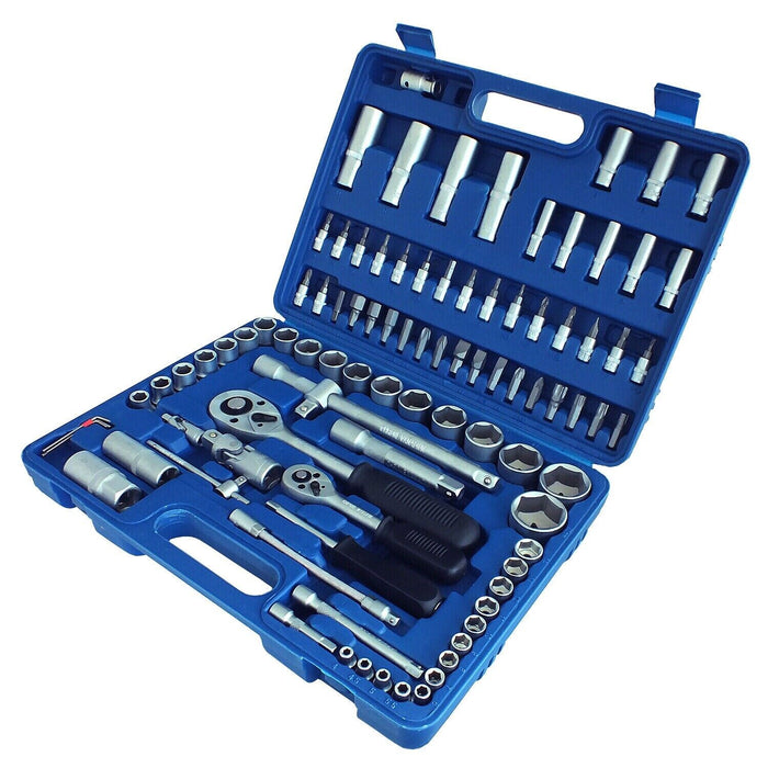 94PC 1/2" & 1/4" SOCKET SET & SCREWDRIVER BIT TORX RATCHET DRIVER CASE TOOL KIT