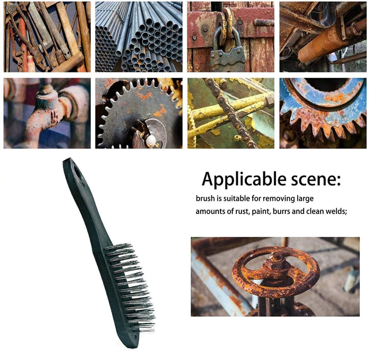 4x Hand Wire Brush Bristles  Steel Rust Paint Removal Tool Duty Heavy