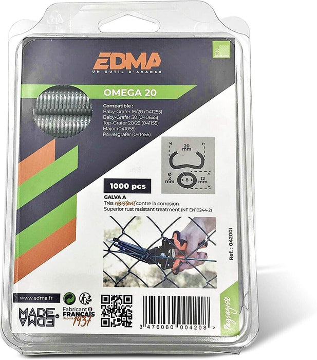 EDMA 042001 Omega 20 Staples Box 1000 Suits EDMA BABY GRAFER & TOP GRAFER & POWE