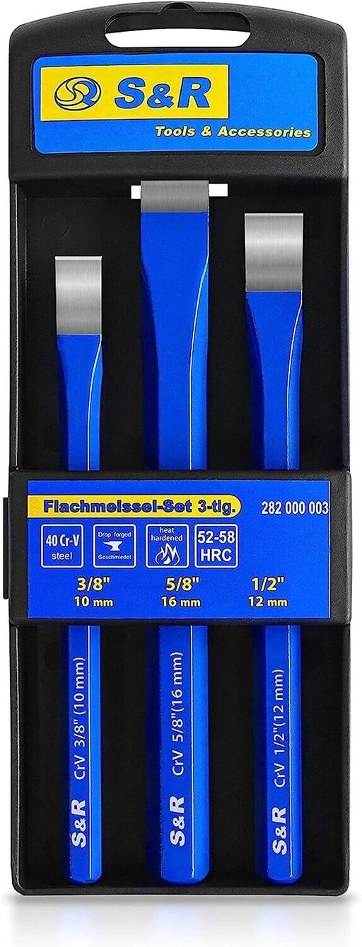 Force pro 3pc Cold Chisel Set 10 12 16 mm Metal Working Mechanic Hand Tool Kit - FISHER DISCOUNT