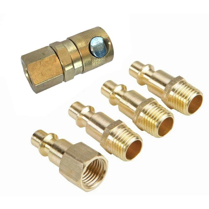 Quick Coupler Button Locking System Tool Set JAMEC Brass Air Fittings (5 Piece)