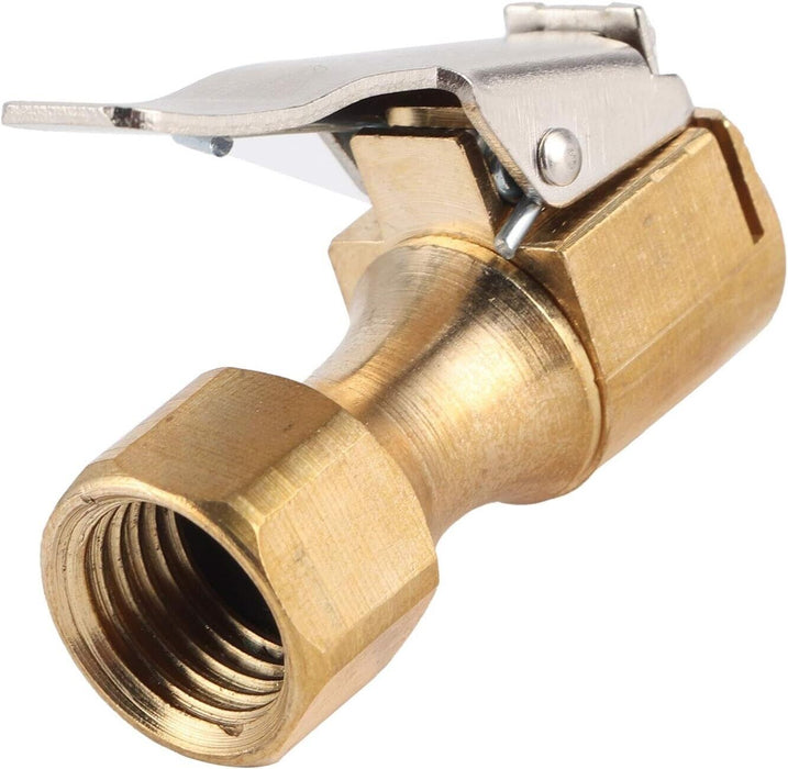 Ball Tire Air Chuck with Valve Stem Lock On Clip Tyre Inflator Brass Fitting