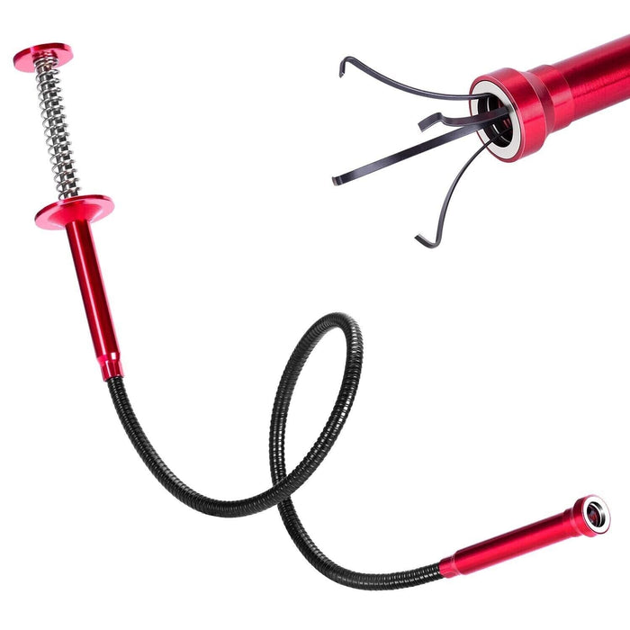 Red Flexible Pick Up Tool With Magnet 4 Claw Magnetic Long Spring Grabber 60cm