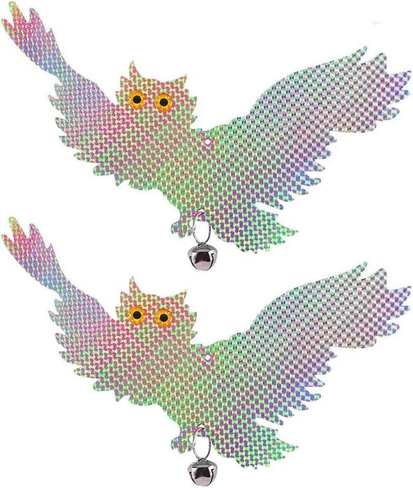 2PC Owl Shape Discs Reflective Bird Pigeon Repellent Scarer Decoy Deterrent