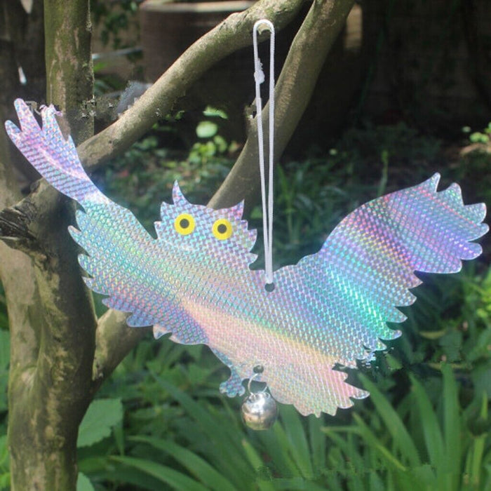 2PC Owl Shape Discs Reflective Bird Pigeon Repellent Scarer Decoy Deterrent