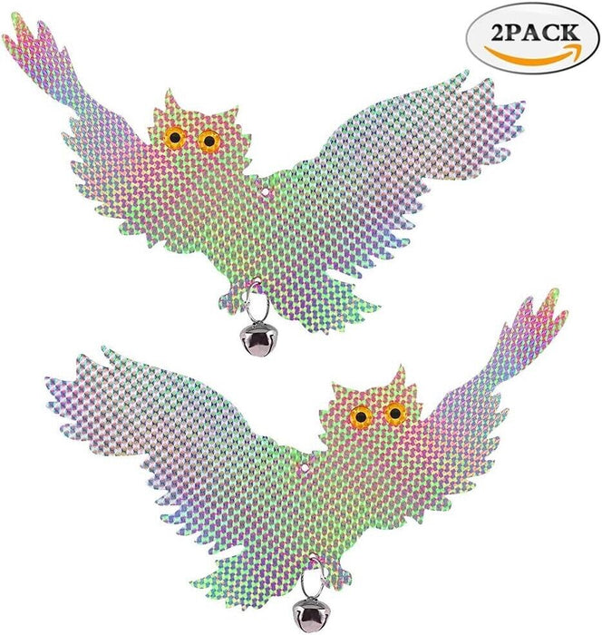 2PC Owl Shape Discs Reflective Bird Pigeon Repellent Scarer Decoy Deterrent