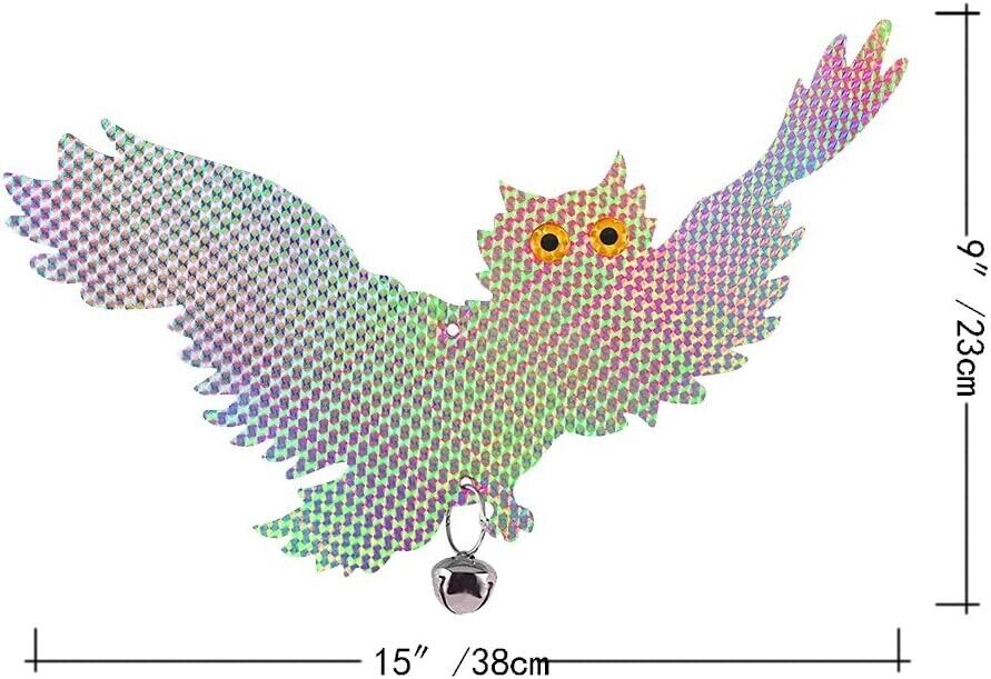 2PC Owl Shape Discs Reflective Bird Pigeon Repellent Scarer Decoy Deterrent