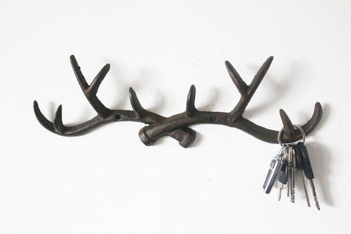 Vintage Rustic Cast Iron Deer Antlers Wall Hooks, Decorative Wall Mounted - FISHER DISCOUNT