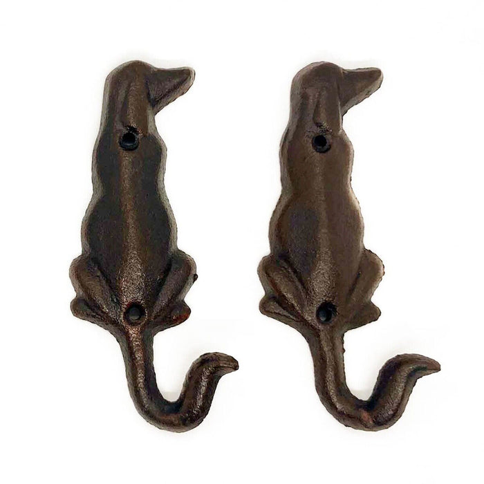 2PC Rustic Cast Iron -Dog Tail Hooks -Metal Hooks - Wall Mounted-Coat Leads Keys