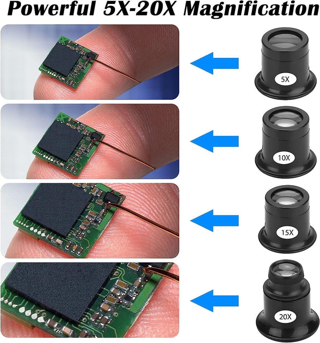 4PCS Loupe Eyeglass Magnifiers Set 5X 10X 15X 20X Watch Repair Loupe AU STOCK