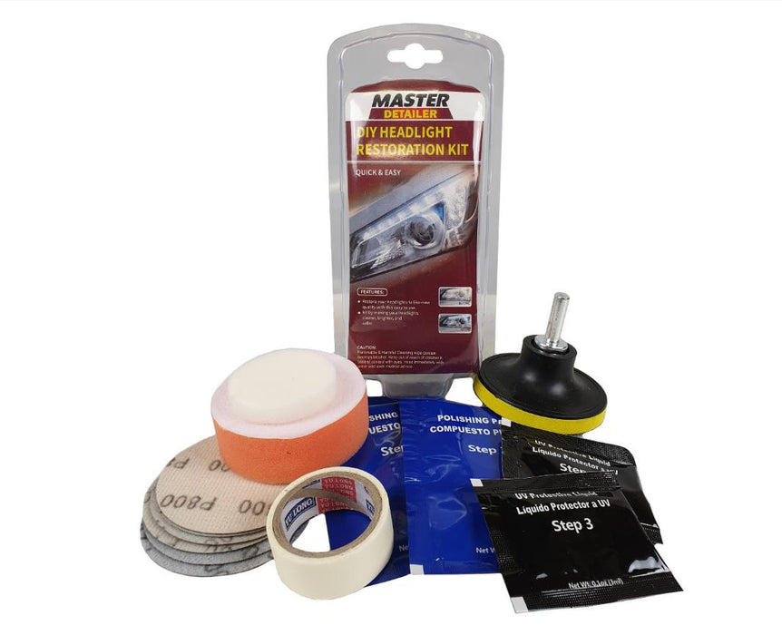 MASTER Headlight Restoration Kit Car Lens Lamp Sanding Repair Tools