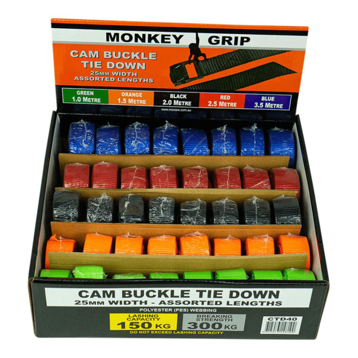 Monkey Grip Package Cam Tie Strap Cargo Lash Luggage Bag Belt Metal Buckle 5SIZE