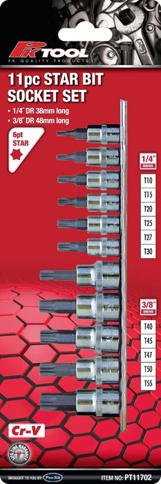 13Pcs Impact Torx Star Socket Bit Set 1/4" 3/8'' 1/2'' Drive Premier Torx T8-T70