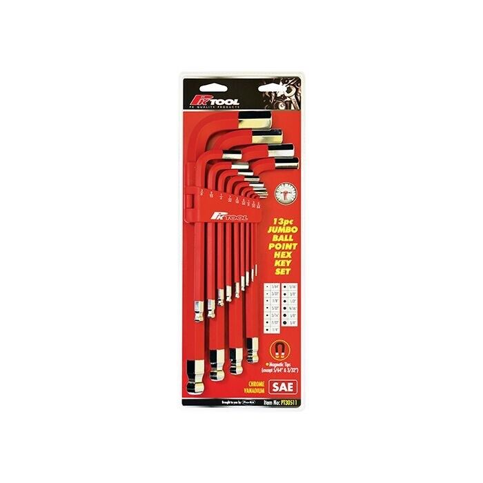 Force pro  13PC SAE Jumbo Long Ball End Hex Key Set With Magnetic End 5/64-3/4”