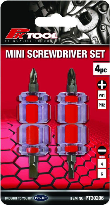 mini short Stubby Screwdriver 4 pcs Set Phillips Slotted standard tip Compact