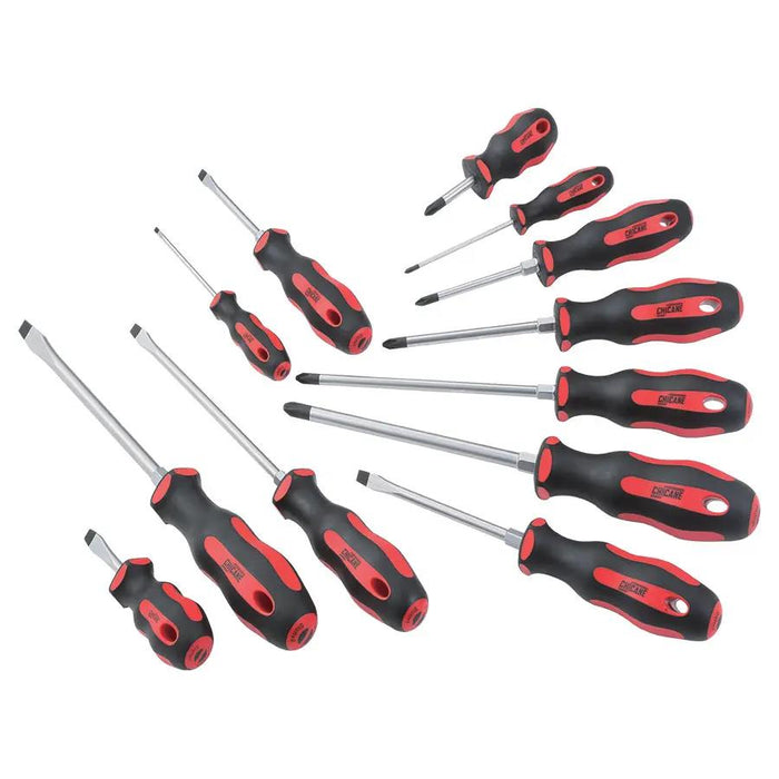 Force pro 12 Piece Steel Phillips & Blade Screwdriver Set Soft Finish Handles