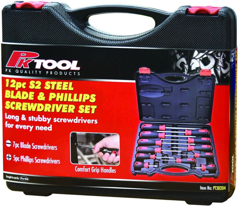 Force pro 12 Piece Steel Phillips & Blade Screwdriver Set Soft Finish Handles