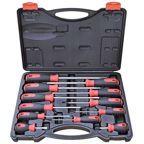 Force pro 12 Piece Steel Phillips & Blade Screwdriver Set Soft Finish Handles