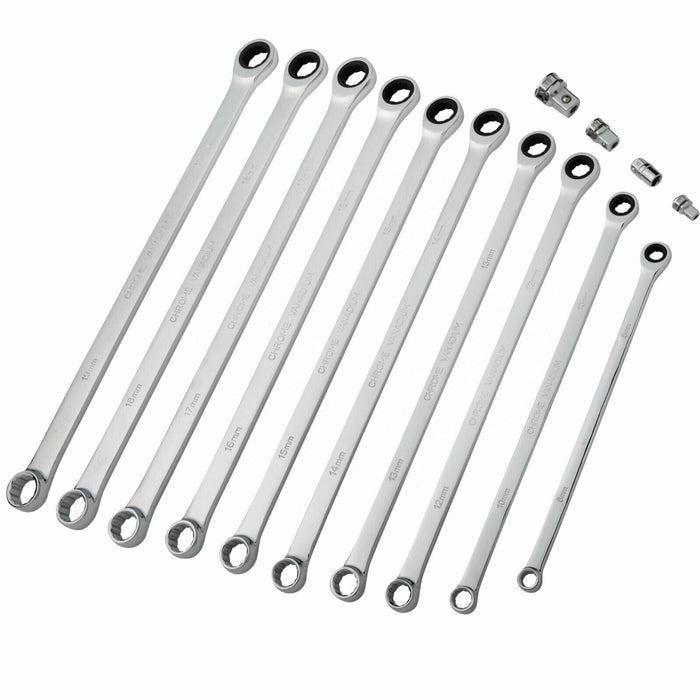 Force pro 10pc 72T 180° Extra Long Double Ended Ratchet Spanner Set Ultra-smooth
