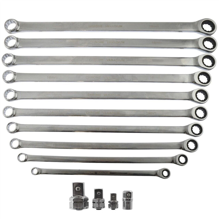 Force pro 10pc 72T 180° Extra Long Double Ended Ratchet Spanner Set Ultra-smooth