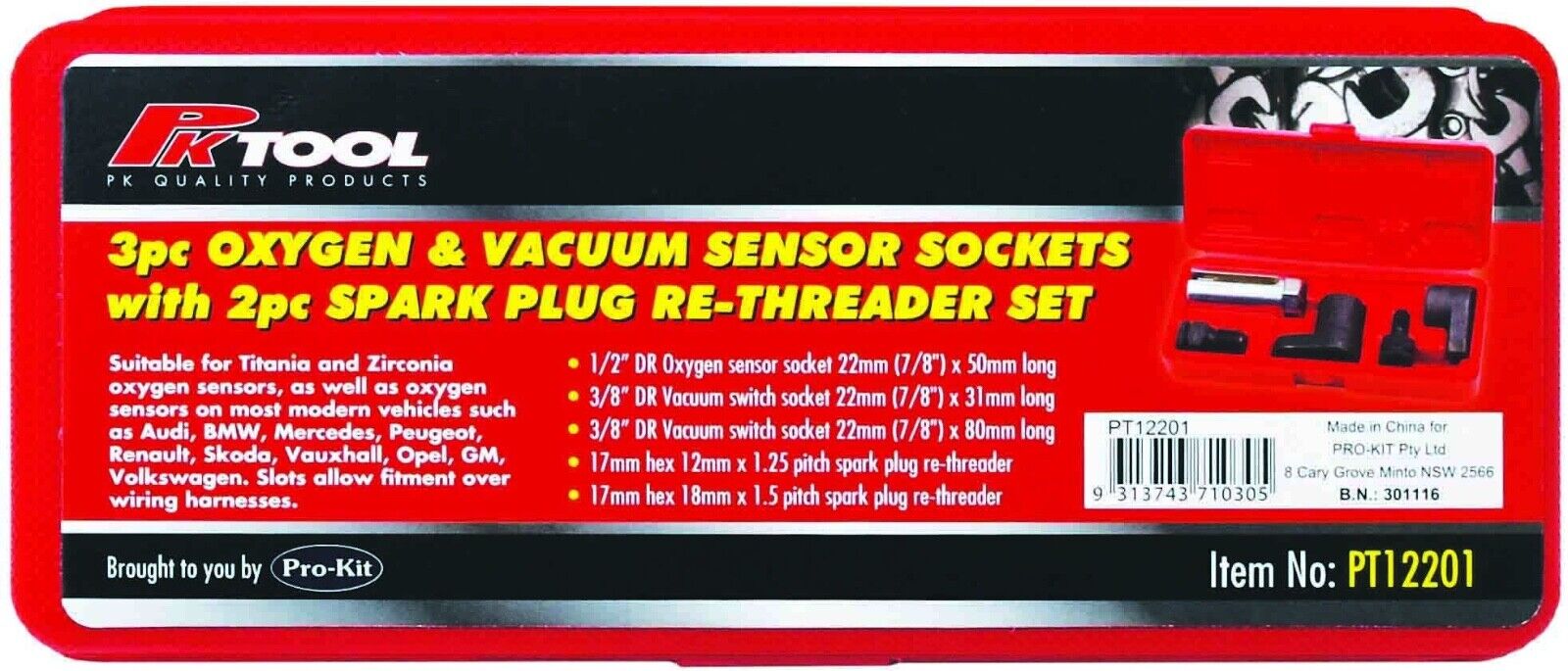 Force pro 5PC Car Oxygen Sensor / Lambda sensor Socket Set Tool 3/8DR