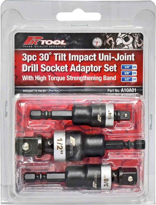 Force pro 1/4", 3/8", 1/2" Impact Grade Socket Adapter Set with 360 Degree