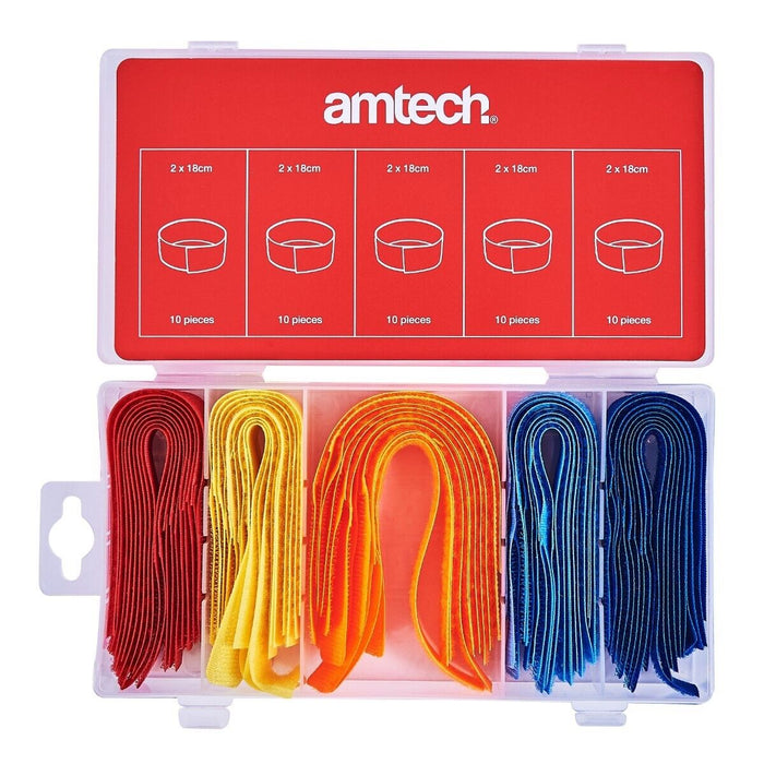 50PC Hook & Loop Reusable Fastening Nylon Cable Magic Ties Wire Cord Straps