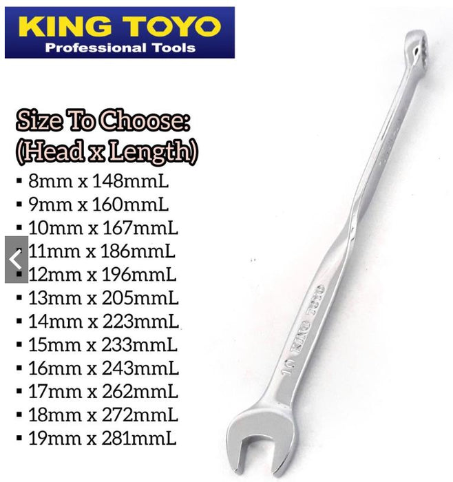 Force pro 8PC TWISTED  45 Degree Extra Long COMBINATION SPANNERS 10-19mm