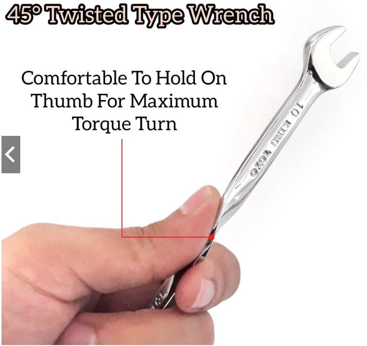 Force pro 8PC TWISTED  45 Degree Extra Long COMBINATION SPANNERS 10-19mm