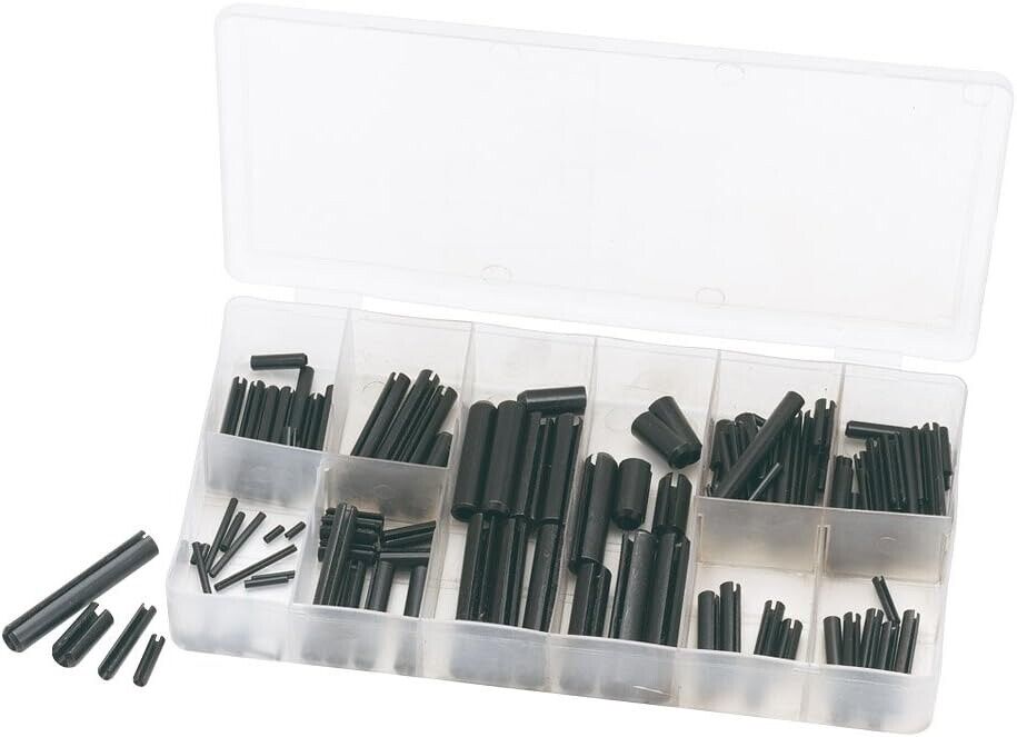 120pcs Roll Pin Assortment Set Steel Split Tension Grab Kit with Case