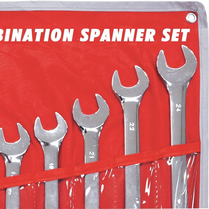 PRO 17Pc Spanner Set Metric Combination Wrenches Open End Ring CR-V 8-24mm