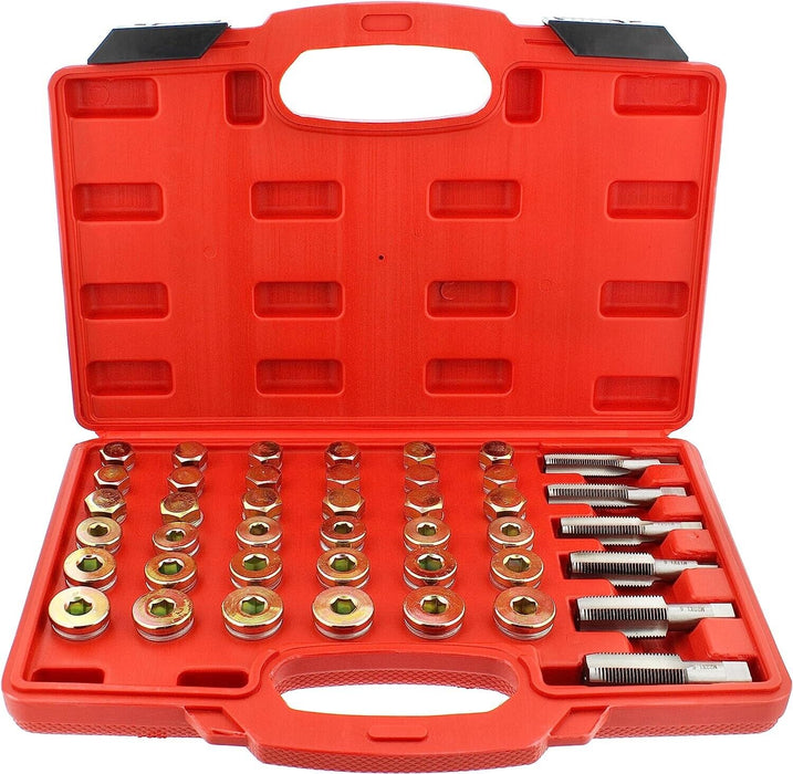 Force 114pc Oil Pan Thread Repair Kit Sump Gearbox Drain Plug Tool Set M13 - M22