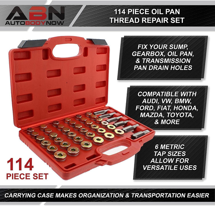 Force 114pc Oil Pan Thread Repair Kit Sump Gearbox Drain Plug Tool Set M13 - M22