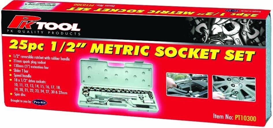 Force pro 1/2" Drive Metric Home/Garage Tool Ratchet Socket Set With Case AU
