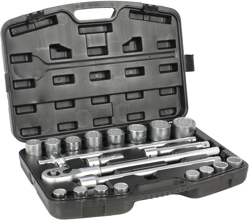 Heavy Duty3/4"dr Metric Socket 21pc Jumbo Set 6PT Sockets Ratchet Quick Release