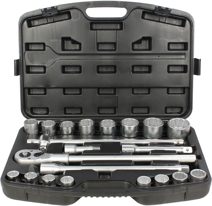 Heavy Duty3/4"dr Metric Socket 21pc Jumbo Set 6PT Sockets Ratchet Quick Release