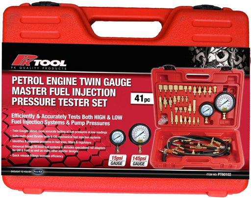 Force pro41Pc Master Fuel Injection Pressure Tester Set Petrol Engine Twin Gauge - FISHER DISCOUNT