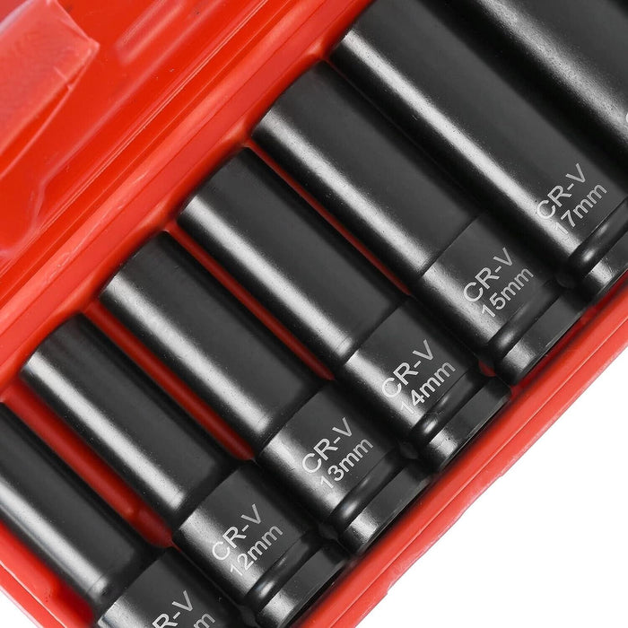 Force pro 10PC 1/2" Dr. Air Impact Socket Set Cr-V Deep 76mm Long  Metric Taiwan