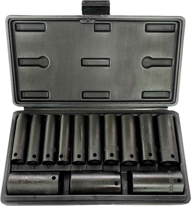 Force pro 13 pc 3/8" Heavy Duty Deep Impact Socket Tool Set 18-21mm CR-V