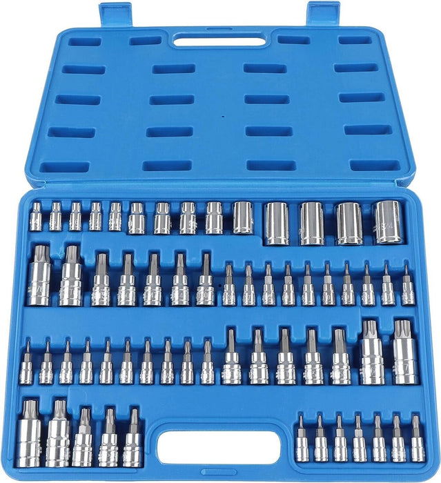 60-Pc Master Torx Bit Socket and External Torx Socket Set 1/4", 3/8", 1/2" Drive