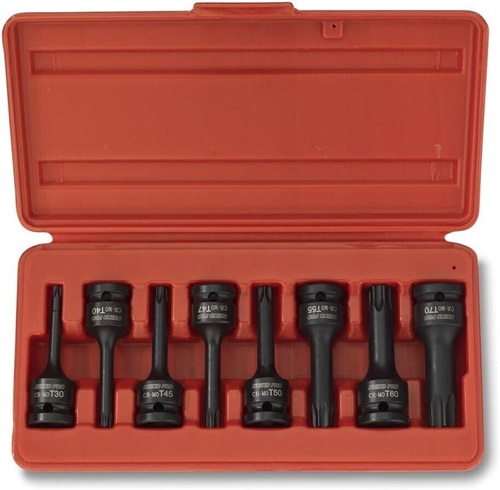 Force pro 9pc 1/2” DRIVE SNCM-V STEEL 78mm IMPACT STAR BITS SOCKET SET Taiwan