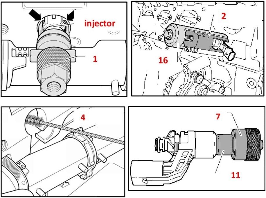Fuel Injector Nozzle Puller Extractor Removal Tool Kit for VAG 1.6, 1.8, 2.0 FSI
