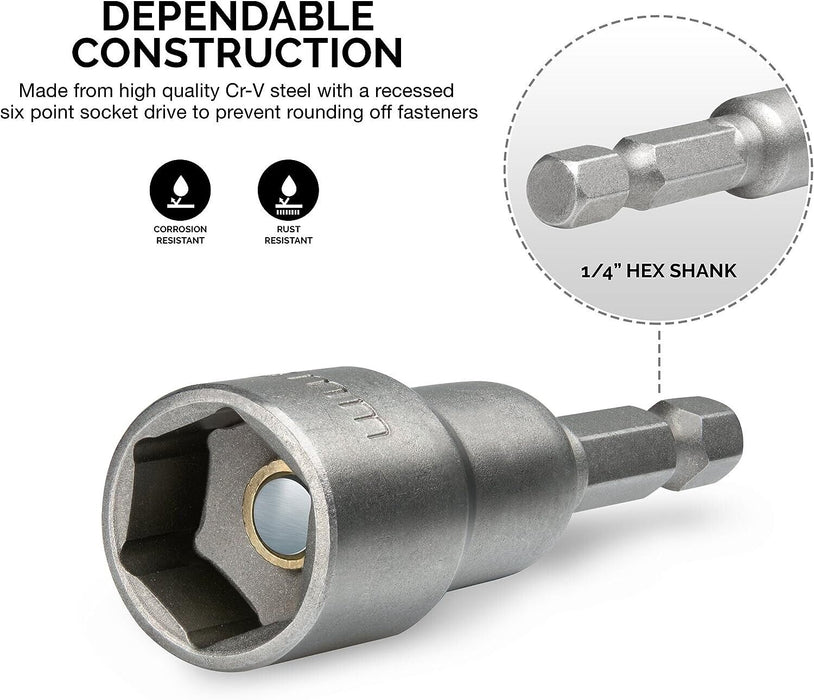 5x Set Magnetic Nut Driver Setter Socket Adapter Hex Drill Bit 15 16 17 18 19mm